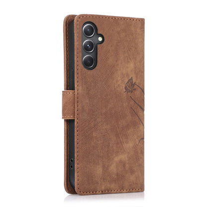 For Samsung Galaxy S24+ / S25+ 5G Orchid Butterfly Embossed Leather Phone Case(Brown) - Galaxy S24+ 5G Cases by PMC Jewellery | Online Shopping South Africa | PMC Jewellery | Buy Now Pay Later Mobicred