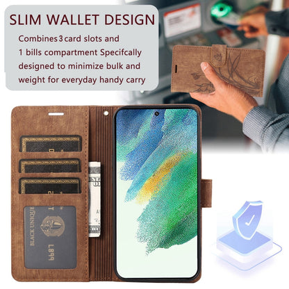 For Samsung Galaxy S24+ / S25+ 5G Orchid Butterfly Embossed Leather Phone Case(Brown) - Galaxy S24+ 5G Cases by PMC Jewellery | Online Shopping South Africa | PMC Jewellery | Buy Now Pay Later Mobicred