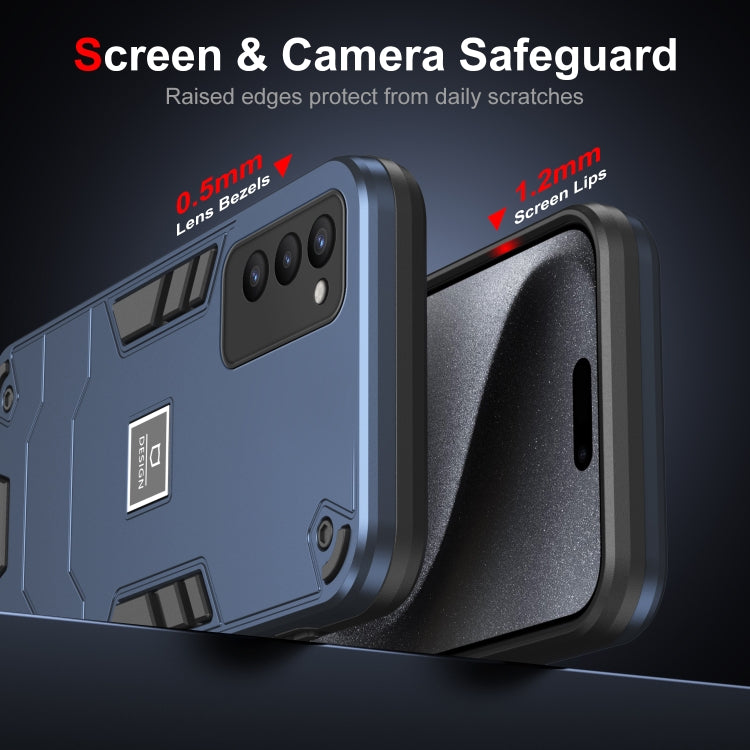 For Tecno Camon 18P 2 in 1 Shockproof Phone Case(Blue) - Tecno Cases by PMC TechLife | Online Shopping South Africa | PMC TechLife | Buy Now Pay Later Mobicred