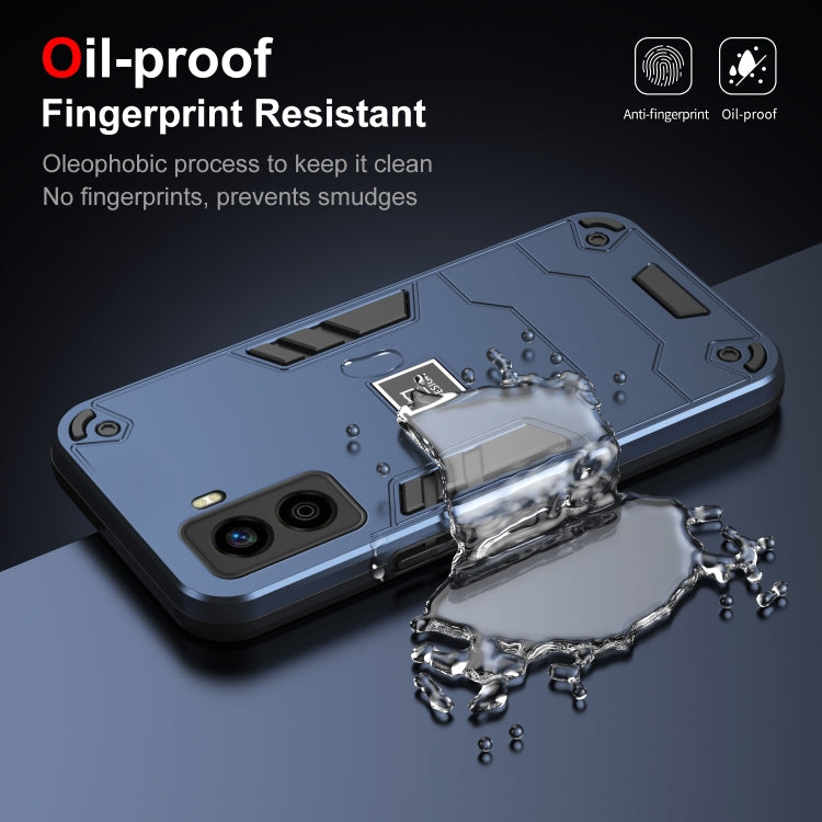 For Tecno Pop 6 No Fingerprints 2 in 1 Shockproof Phone Case(Blue) - Tecno Cases by PMC TechLife | Online Shopping South Africa | PMC TechLife | Buy Now Pay Later Mobicred