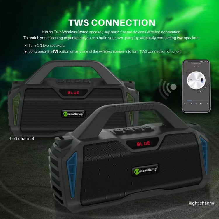 NewRixing NR6011 20W Portable Wireless Bluetooth Speaker TWS Subwoofer(Green) - free shipping - PMC Jewellery - Order now!