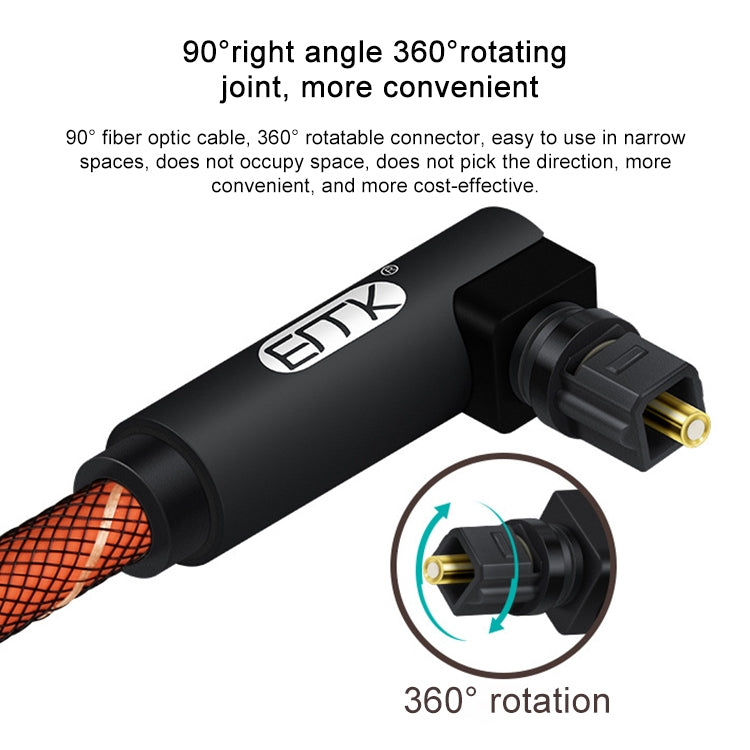 EMK 90 Degree Swivel Adjustable Right Angled 360 Degrees Rotatable Plug Nylon Woven Mesh Optical Audio Cable, Cable Length:2m(Orange) - Audio Optical Cables by EMK | Online Shopping South Africa | PMC TechLife | Buy Now Pay Later Mobicred