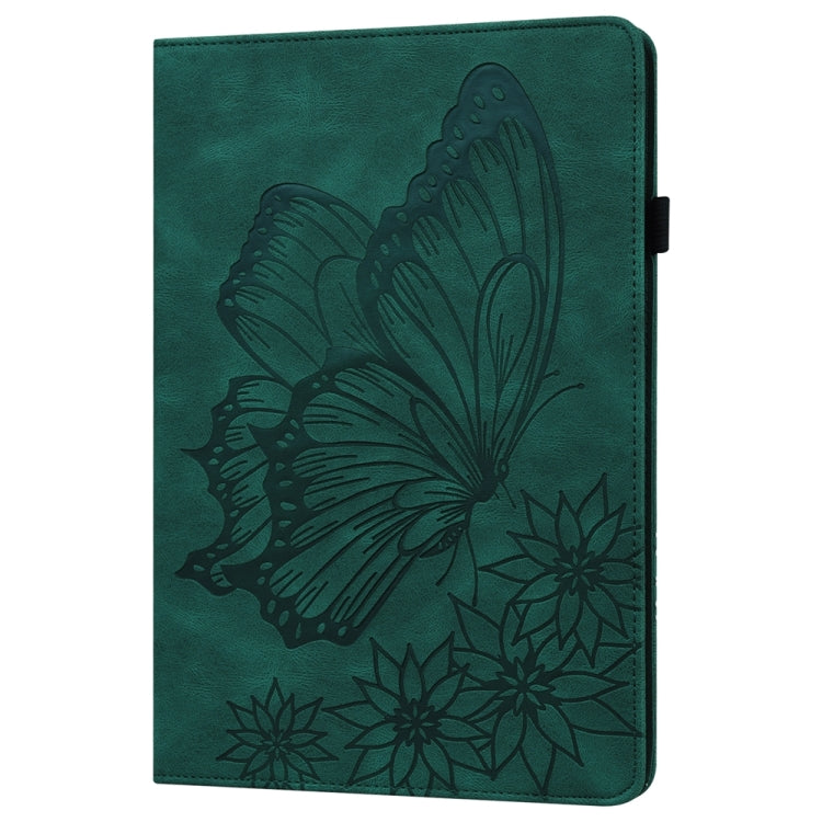 For iPad Pro 12.9 2022 / Air 13 2024 Big Butterfly Embossed Leather Tablet Case(Green) - iPad Pro 12.9 (2022/2021) Cases by PMC Jewellery | Online Shopping South Africa | PMC Jewellery | Buy Now Pay Later Mobicred
