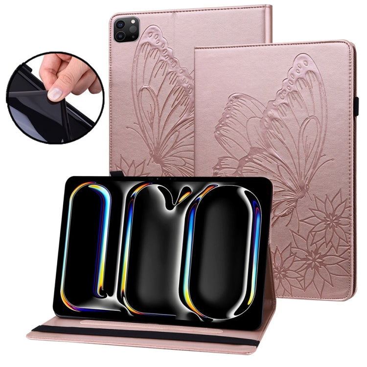 For iPad Pro 11 2024 Big Butterfly Embossed Leather Tablet Case(Rose Gold) - iPad Pro 11 2024 Cases by PMC Jewellery | Online Shopping South Africa | PMC Jewellery | Buy Now Pay Later Mobicred