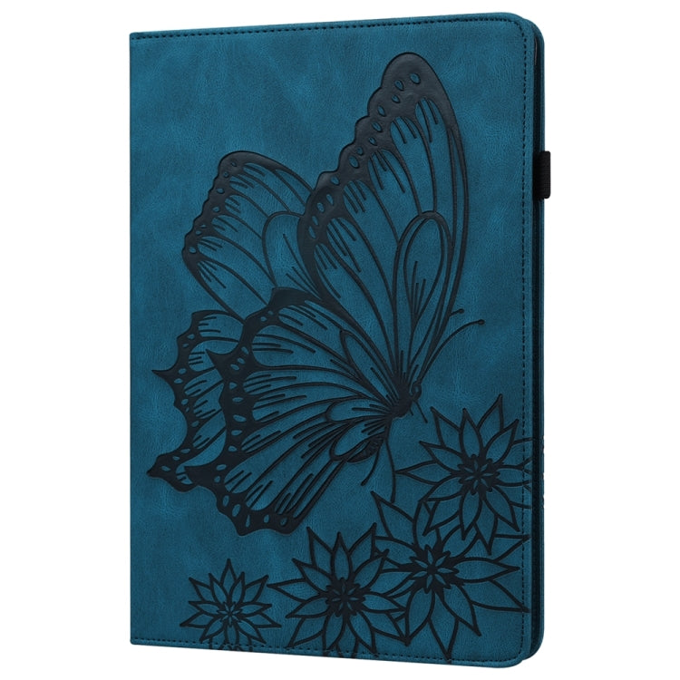 For Samsung Galaxy Tab S9 Ultra / S8 Ultra Big Butterfly Embossed Leather Tablet Case(Blue) - Galaxy Tab S9 Ultra Cases by PMC Jewellery | Online Shopping South Africa | PMC Jewellery | Buy Now Pay Later Mobicred