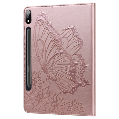 For Samsung Galaxy Tab S9 Ultra / S8 Ultra Big Butterfly Embossed Leather Tablet Case(Rose Gold) - Galaxy Tab S9 Ultra Cases by PMC Jewellery | Online Shopping South Africa | PMC Jewellery | Buy Now Pay Later Mobicred