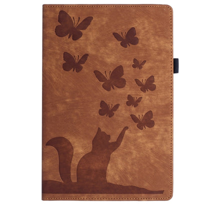 For iPad Pro 12.9 2022 / Air 13 2024 Butterfly Cat Embossing Leather Tablet Case(Brown) - iPad Pro 12.9 (2022/2021) Cases by PMC Jewellery | Online Shopping South Africa | PMC Jewellery | Buy Now Pay Later Mobicred