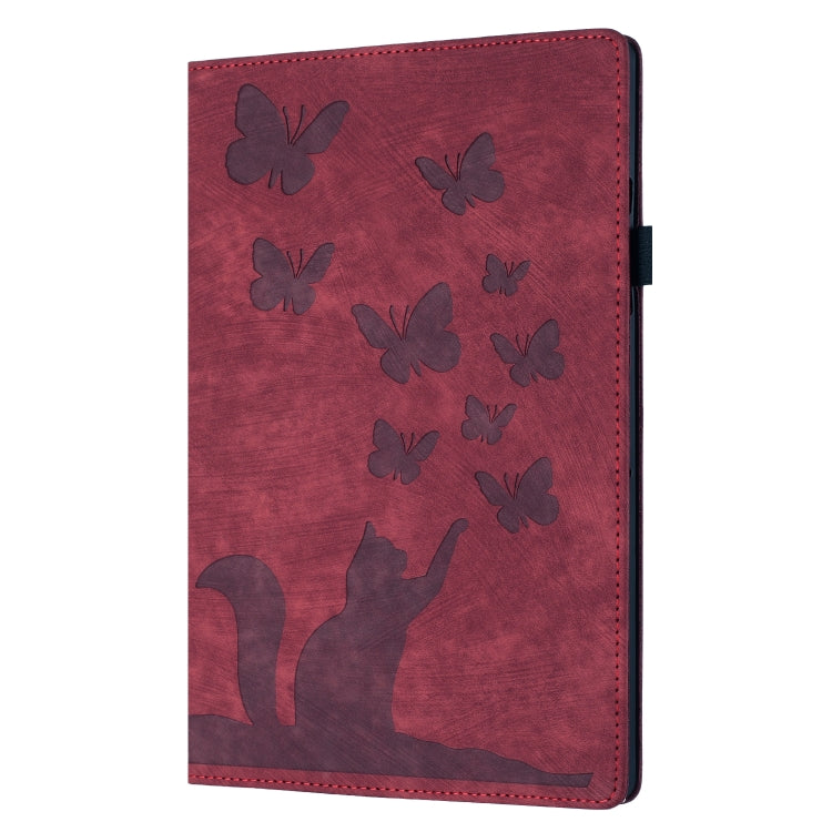 For iPad Pro 11 2024 Butterfly Cat Embossing Leather Tablet Case(Red) - iPad Pro 11 2024 Cases by PMC Jewellery | Online Shopping South Africa | PMC Jewellery | Buy Now Pay Later Mobicred