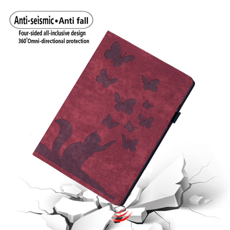For iPad Pro 11 2024 Butterfly Cat Embossing Leather Tablet Case(Red) - iPad Pro 11 2024 Cases by PMC Jewellery | Online Shopping South Africa | PMC Jewellery | Buy Now Pay Later Mobicred