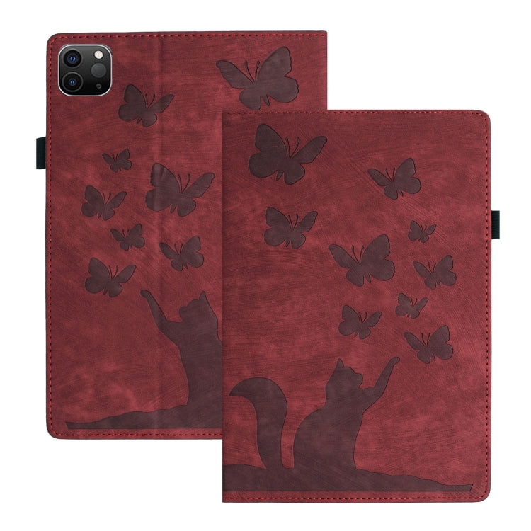 For iPad Pro 13 2024 Butterfly Cat Embossing Leather Tablet Case(Red) - iPad Pro 13 2024 Cases by PMC TechLife | Online Shopping South Africa | PMC TechLife | Buy Now Pay Later Mobicred