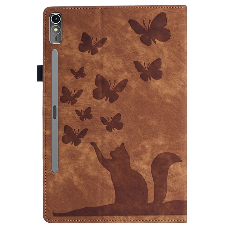 For Lenovo Tab P12 / Xiaoxin Pad Pro 12.7 Butterfly Cat Embossing Leather Tablet Case(Brown) - free shipping - PMC TechLife - Order now!