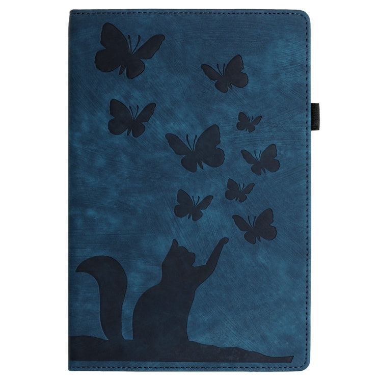 For Samsung Galaxy Tab S9 Ultra / S8 Ultra Butterfly Cat Embossing Leather Tablet Case(Dark Blue) - Galaxy Tab S9 Ultra Cases by PMC Jewellery | Online Shopping South Africa | PMC Jewellery | Buy Now Pay Later Mobicred