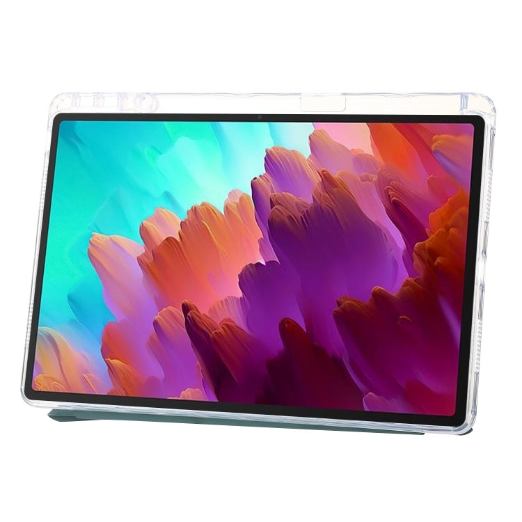 For Lenovo Tab M11 /Xiaoxin Pad 11 2024 Clear Acrylic Deformation Leather Tablet Case(Deep Green) - Lenovo by PMC Jewellery | Online Shopping South Africa | PMC Jewellery | Buy Now Pay Later Mobicred