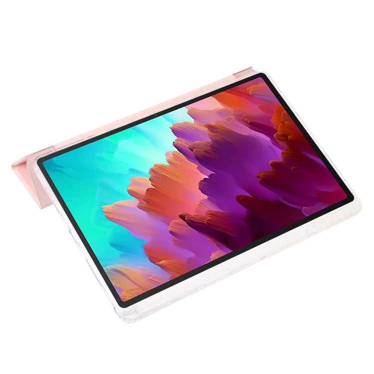 For Lenovo Tab M11 /Xiaoxin Pad 11 2024 Clear Acrylic 3-Fold Leather Tablet Case(Pink) - Lenovo by PMC Jewellery | Online Shopping South Africa | PMC Jewellery | Buy Now Pay Later Mobicred