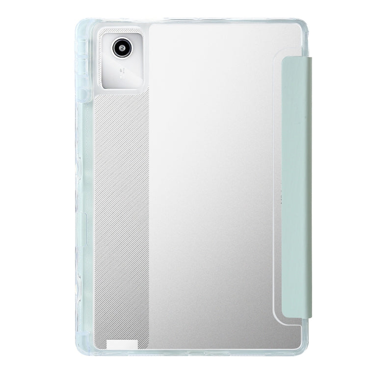 For Lenovo Tab M11 /Xiaoxin Pad 11 2024 Clear Acrylic 3-Fold Leather Tablet Case(Green) - Lenovo by PMC Jewellery | Online Shopping South Africa | PMC Jewellery | Buy Now Pay Later Mobicred