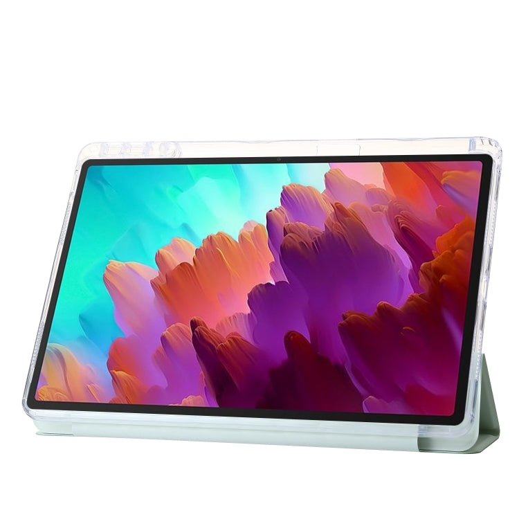 For Lenovo Tab M11 /Xiaoxin Pad 11 2024 Clear Acrylic 3-Fold Leather Tablet Case(Green) - Lenovo by PMC Jewellery | Online Shopping South Africa | PMC Jewellery | Buy Now Pay Later Mobicred