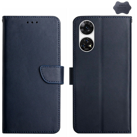 For ZTE Anshin Family A303ZT HT02 Genuine Leather Fingerprint-proof Flip Phone Case(Blue) - ZTE Cases by PMC Jewellery | Online Shopping South Africa | PMC Jewellery | Buy Now Pay Later Mobicred