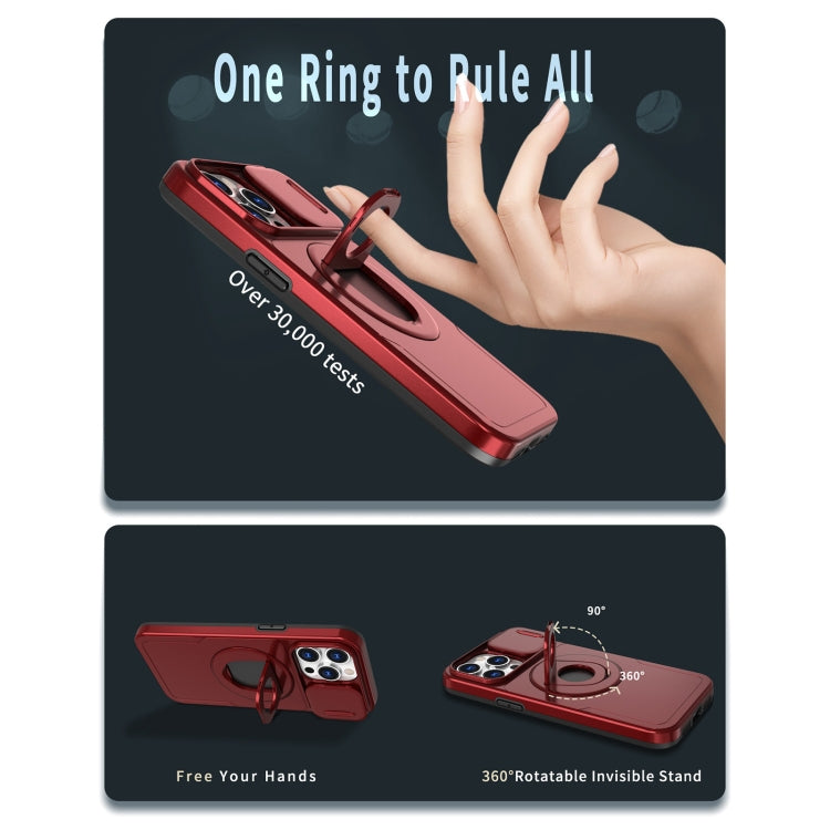 For iPhone 13 Pro Camshield MagSafe Ring Holder Armor Phone Case(Red) - iPhone 13 Pro Cases by PMC TechLife | Online Shopping South Africa | PMC TechLife