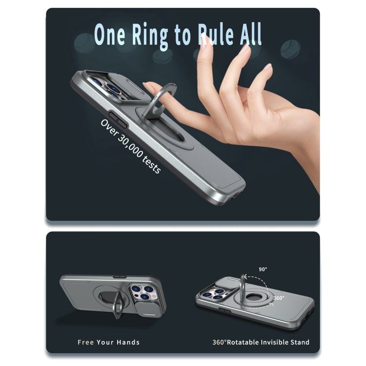For iPhone 12 Pro Max Camshield MagSafe Ring Holder Armor Phone Case(Titanium Grey) - iPhone 12 Pro Max Cases by PMC TechLife | Online Shopping South Africa | PMC TechLife