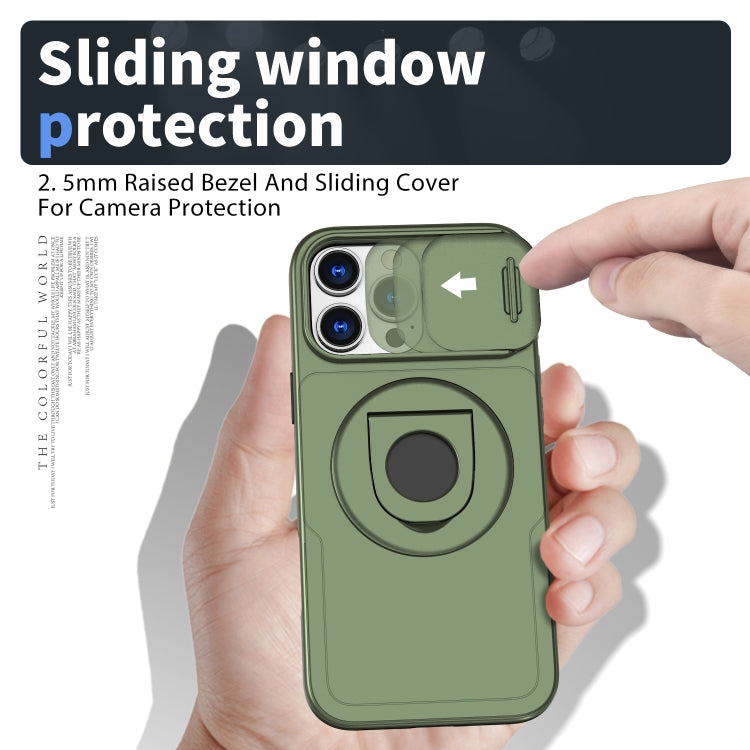 For iPhone 16 Pro Camshield MagSafe Ring Holder Armor Phone Case(Olive Green) - iPhone 16 Pro Cases by PMC TechLife | Online Shopping South Africa | PMC TechLife | Buy Now Pay Later Mobicred