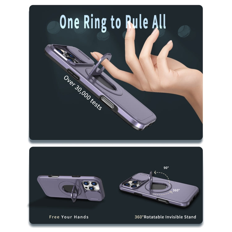 For iPhone 16 Pro Camshield MagSafe Ring Holder Armor Phone Case(Purple) - free shipping - PMC TechLife - Order now!
