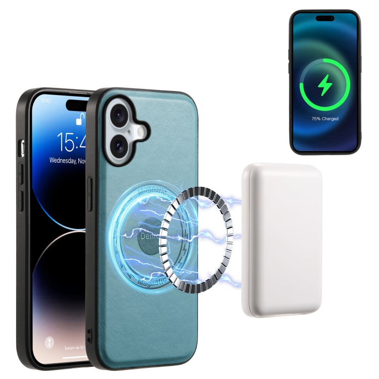 For iPhone 16 Plus Denior Cowhide Texture Leather MagSafe Phone Case(Blue) - free shipping - PMC TechLife - Order now!
