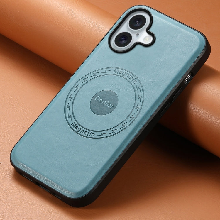 For iPhone 16 Plus Denior Cowhide Texture Leather MagSafe Phone Case(Blue) - free shipping - PMC TechLife - Order now!