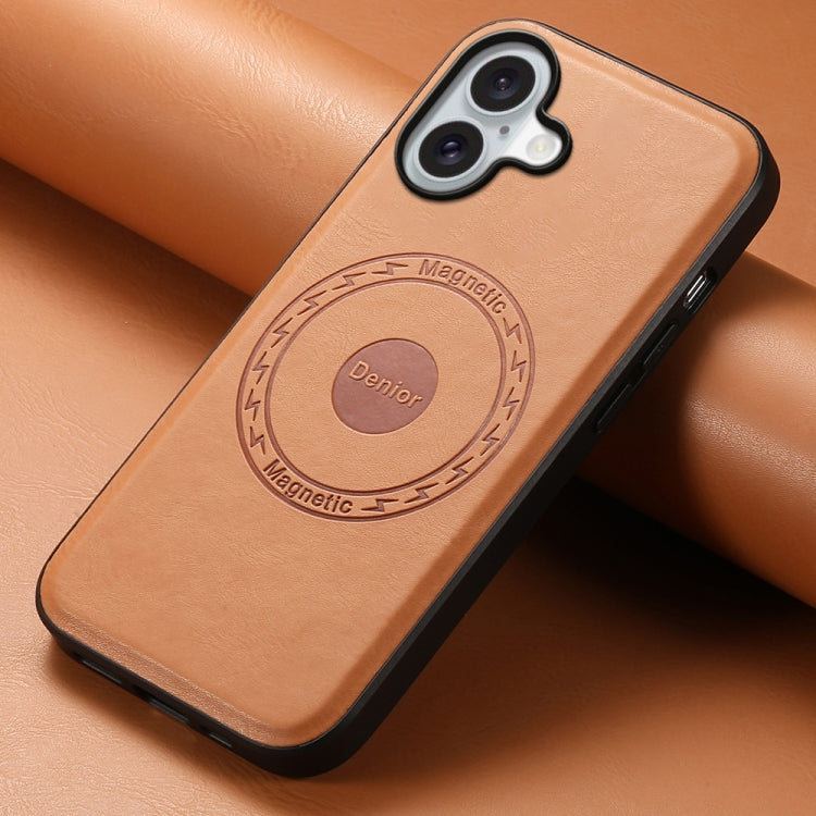 For iPhone 16 Plus Denior Cowhide Texture Leather MagSafe Phone Case(Khaki) - free shipping - PMC TechLife - Order now!