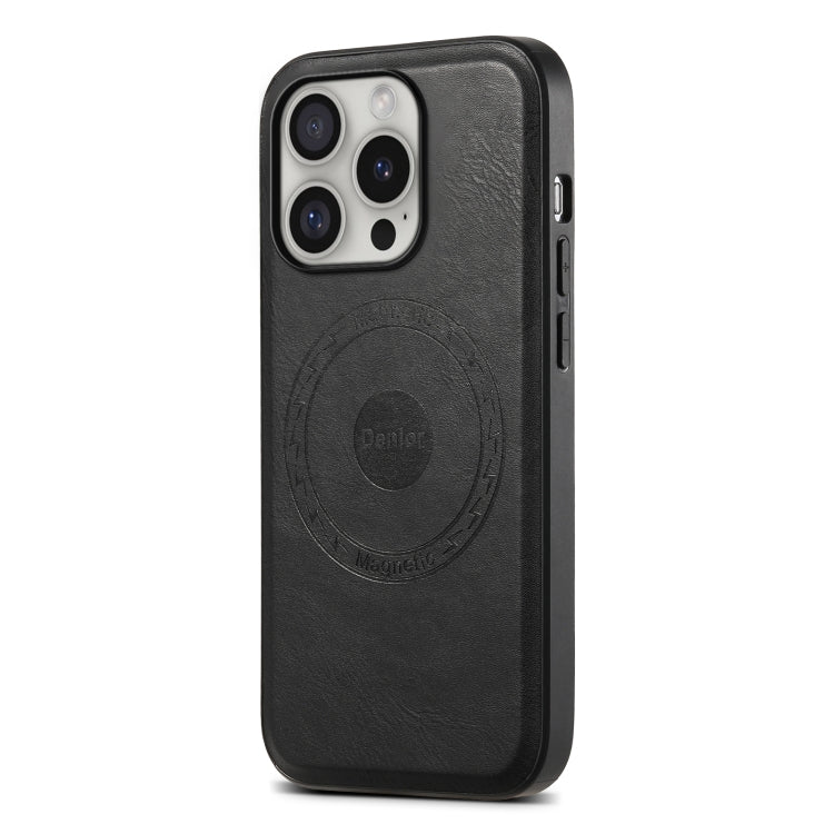 For iPhone 16 Pro Denior Cowhide Texture Leather MagSafe Phone Case(Black) - iPhone 16 Pro Cases by Denior | Online Shopping South Africa | PMC Jewellery | Buy Now Pay Later Mobicred