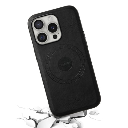 For iPhone 16 Pro Denior Cowhide Texture Leather MagSafe Phone Case(Black) - iPhone 16 Pro Cases by Denior | Online Shopping South Africa | PMC Jewellery | Buy Now Pay Later Mobicred