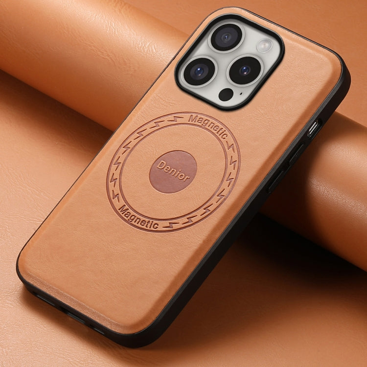 For iPhone 16 Pro Denior Cowhide Texture Leather MagSafe Phone Case(Khaki) - free shipping - PMC TechLife - Order now!