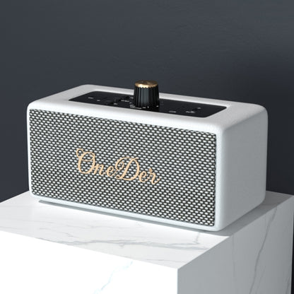 Oneder D3 Retro Leather Casing 30W Dual Units Wireless Bluetooth Speaker(White) - Desktop Speaker by OneDer | Online Shopping South Africa | PMC Jewellery | Buy Now Pay Later Mobicred