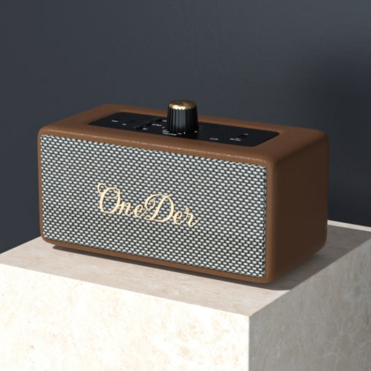 Oneder D3 Retro Leather Casing 30W Dual Units Wireless Bluetooth Speaker(Brown) - Desktop Speaker by OneDer | Online Shopping South Africa | PMC Jewellery | Buy Now Pay Later Mobicred