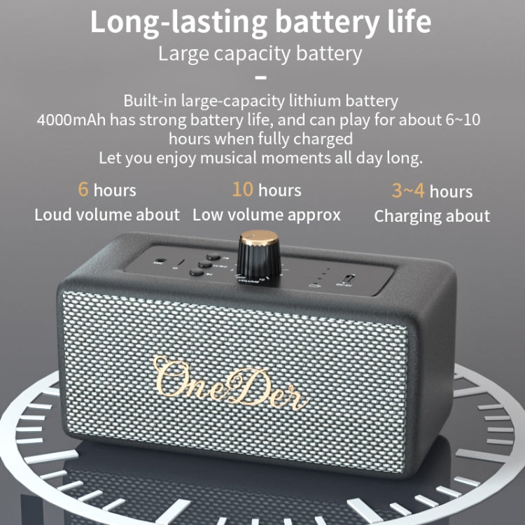 Oneder D3 Retro Leather Casing 30W Dual Units Wireless Bluetooth Speaker(Brown) - Desktop Speaker by OneDer | Online Shopping South Africa | PMC Jewellery | Buy Now Pay Later Mobicred