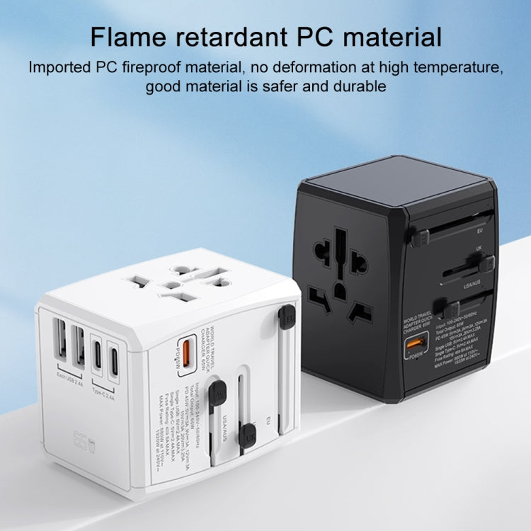 HHT905 PD 65W Dual USB+Dual Type-C Interface Multi-function Universal Travel Conversion Plug(Black) - USB Charger by PMC TechLife | Online Shopping South Africa | PMC TechLife