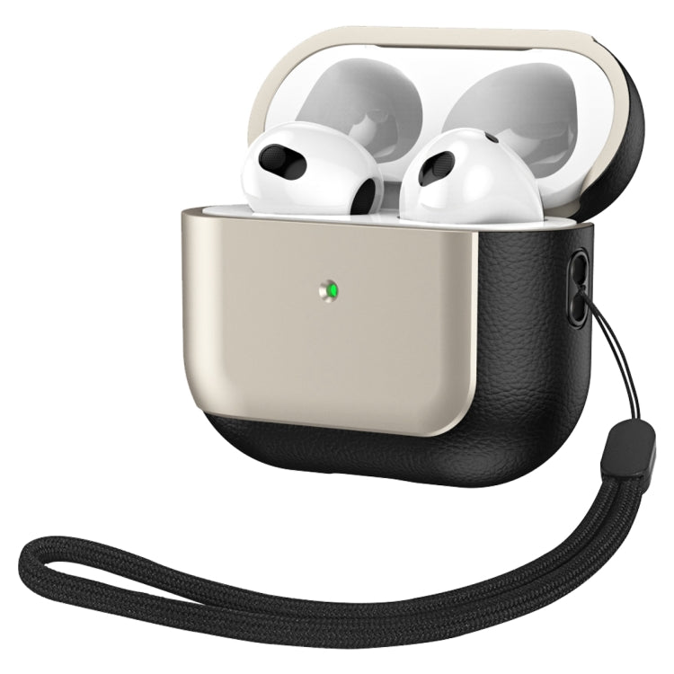 For AirPods 3 Electroplated Leather Texture Wireless Earphones Protective Case(Titanium Grey) - free shipping - PMC Jewellery - Order now!