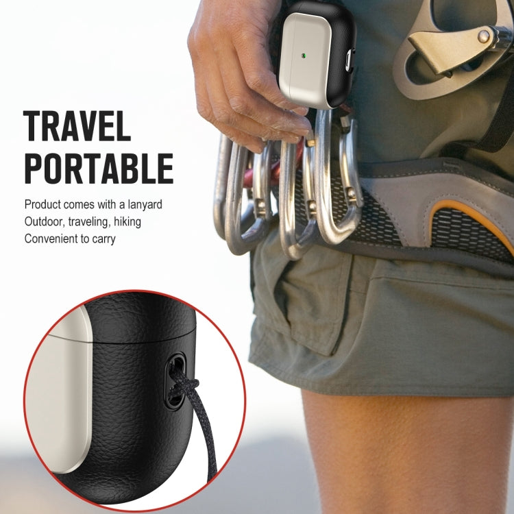 For AirPods 3 Electroplated Leather Texture Wireless Earphones Protective Case(Black) - For AirPods 3 by PMC Jewellery | Online Shopping South Africa | PMC Jewellery | Buy Now Pay Later Mobicred
