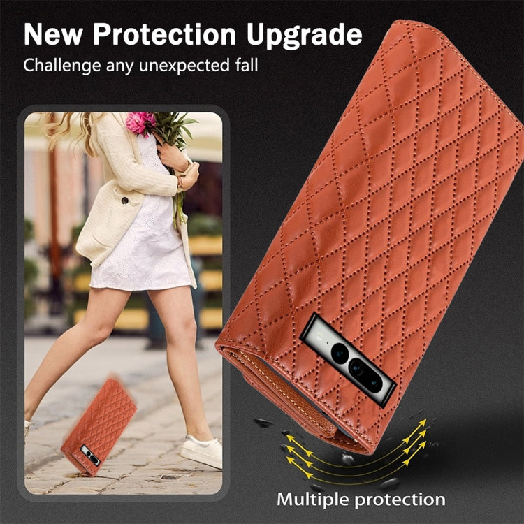 For Google Pixel 8 Zipper Multi-Card Wallet Rhombic Leather Phone Case(Brown) - Google Cases by PMC TechLife | Online Shopping South Africa | PMC TechLife | Buy Now Pay Later Mobicred