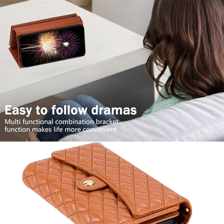 For Google Pixel 6a Zipper Multi-Card Wallet Rhombic Leather Phone Case(Brown) - free shipping - PMC TechLife - Order now!