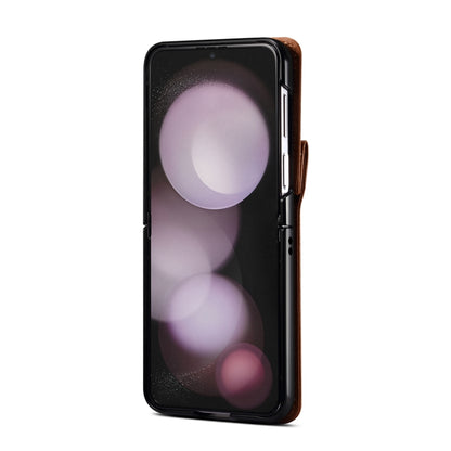 For Samsung Galaxy Z Flip5 Rhombic Folding Leather Phone Case with Long Lanyard(Brown) - Galaxy Z Flip5 Cases by PMC Jewellery | Online Shopping South Africa | PMC Jewellery