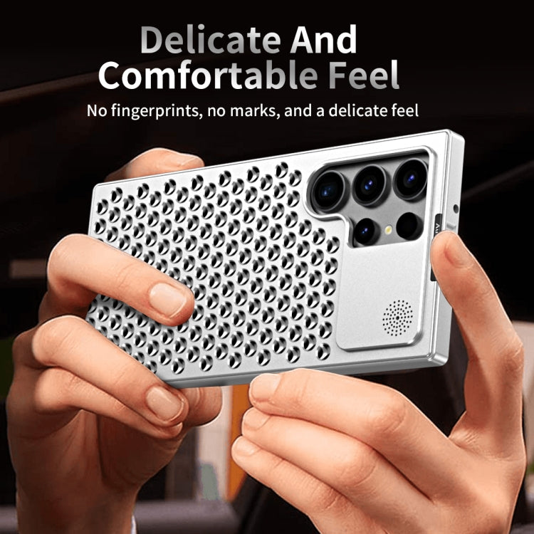 For Samsung Galaxy S22 Ultra 5G R-JUST RJ58 Aromatherapy Metal Cooling Phone Case(Silver) - Galaxy S22 Ultra 5G Cases by R-JUST | Online Shopping South Africa | PMC Jewellery