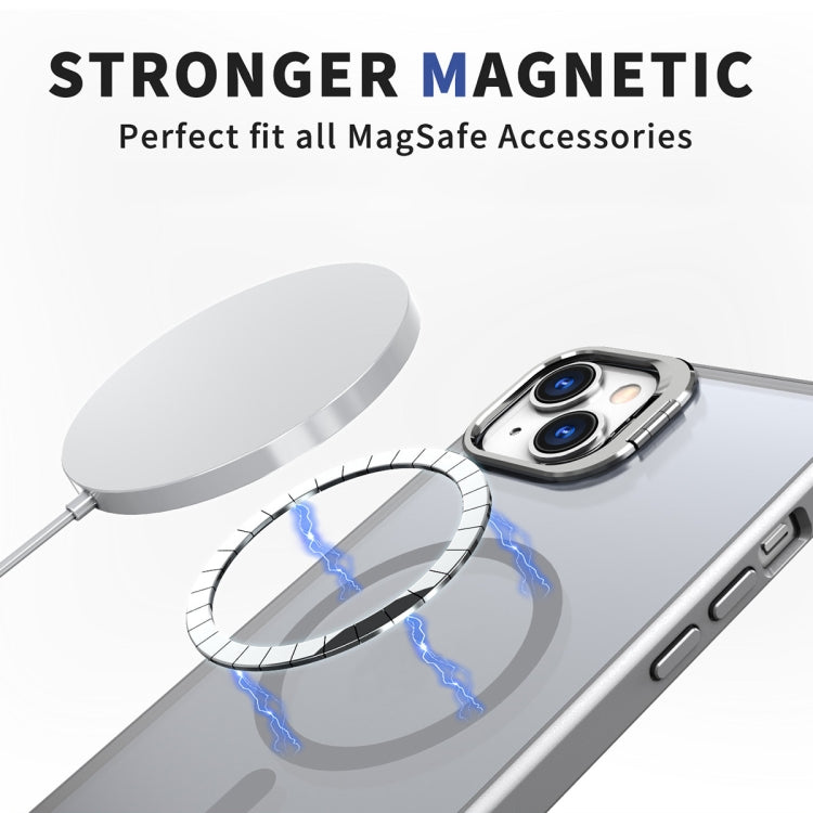 For iPhone 15 Metal Invisible Camera Holder MagSafe Magnetic Phone Case(Grey) - iPhone 15 Cases by PMC TechLife | Online Shopping South Africa | PMC TechLife