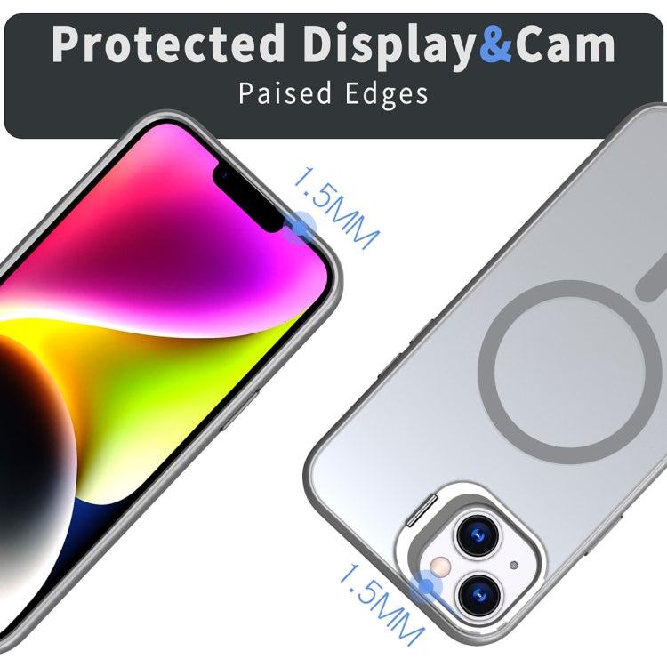 For iPhone 15 Metal Invisible Camera Holder MagSafe Magnetic Phone Case(Grey) - iPhone 15 Cases by PMC TechLife | Online Shopping South Africa | PMC TechLife