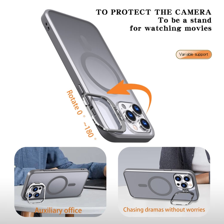 For iPhone 15 Pro Metal Invisible Camera Holder MagSafe Magnetic Phone Case(Grey) - iPhone 15 Pro Cases by PMC TechLife | Online Shopping South Africa | PMC TechLife