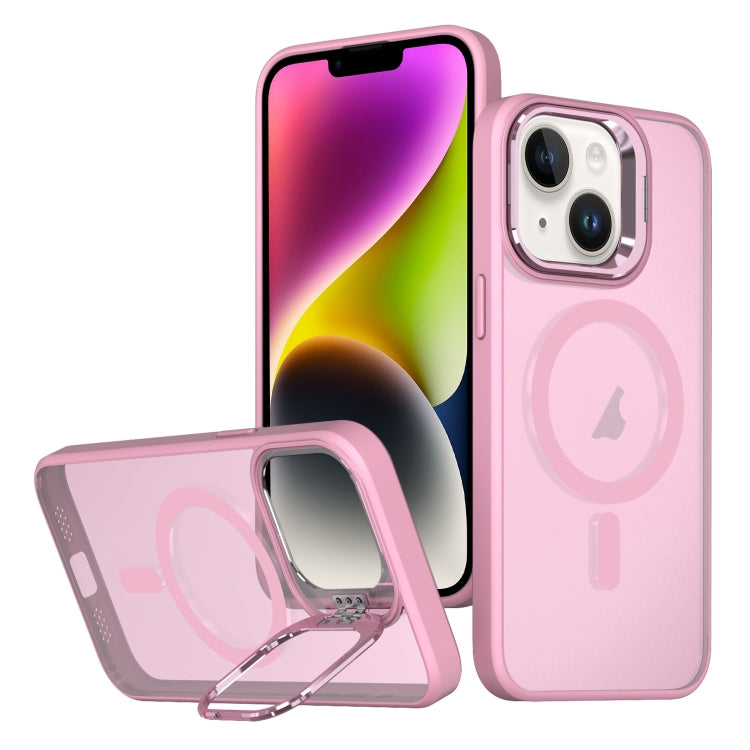 For iPhone 14 Metal Invisible Camera Holder MagSafe Magnetic Phone Case(Pink) - iPhone 14 Cases by PMC TechLife | Online Shopping South Africa | PMC TechLife