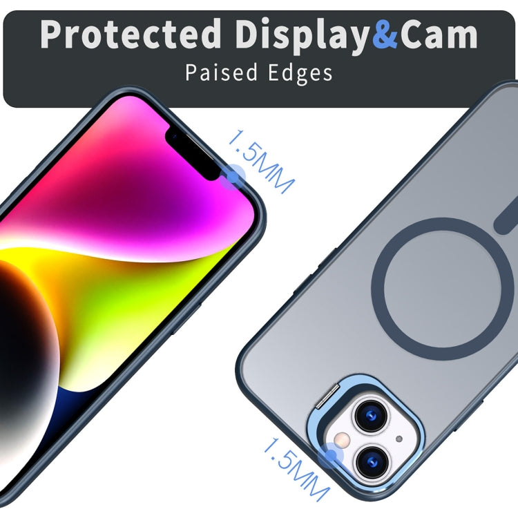 For iPhone 13 Metal Invisible Camera Holder MagSafe Magnetic Phone Case(Blue) - iPhone 13 Cases by PMC TechLife | Online Shopping South Africa | PMC TechLife