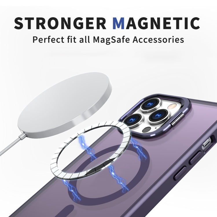 For iPhone 12 Pro Max Metal Invisible Camera Holder MagSafe Magnetic Phone Case(Purple) - iPhone 12 Pro Max Cases by PMC Jewellery | Online Shopping South Africa | PMC Jewellery