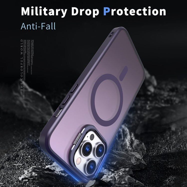 For iPhone 12 Pro Max Metal Invisible Camera Holder MagSafe Magnetic Phone Case(Purple) - iPhone 12 Pro Max Cases by PMC TechLife | Online Shopping South Africa | PMC TechLife