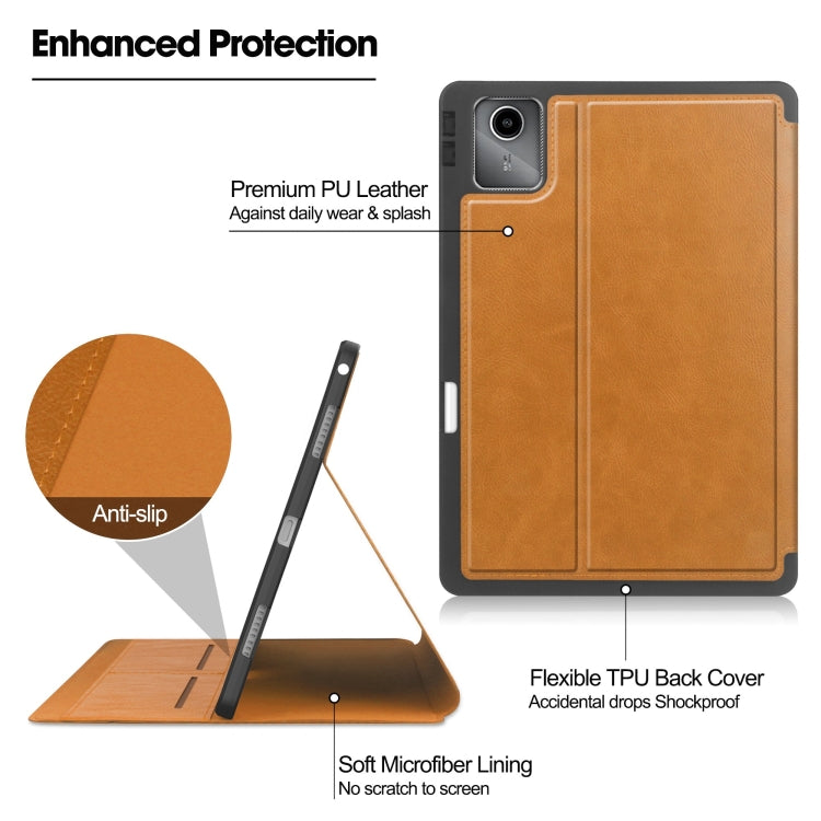 For Lenovo Tab M11/ Xiaoxin Pad 11 2024 Ultimate Pure Color Leather Smart Tablet Case(Brown) - Lenovo by PMC TechLife | Online Shopping South Africa | PMC TechLife | Buy Now Pay Later Mobicred
