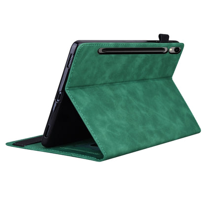 For Samsung Galaxy Tab S9 / S8 / S7 Splicing Shockproof Smart Leather Tablet Case(Green) - Galaxy Tab S9 Cases by PMC Jewellery | Online Shopping South Africa | PMC Jewellery | Buy Now Pay Later Mobicred